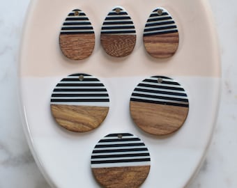 2 Pieces Striped Nautical Acrylic Charm Connector Earring    handmade  craft  earring Jewelry,
