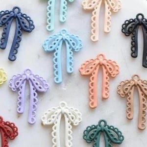 Bow Holiday Rubberized Colorful Connector Pendant Charm Handmade  Earring   Christmas