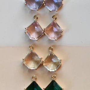 CLOSEOUT 3 PAIRS Gold Teardrop Geometric Cubic Zirconia Sparkle Charms    handmade  craft  earring Jewelry,