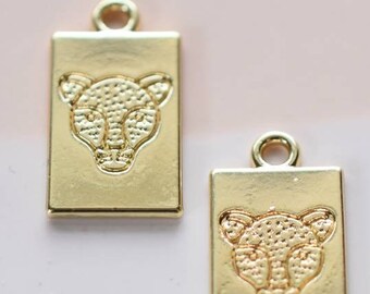 Leopard Pendant Cheetah Silver Yellow Plated Jaguar 20mm