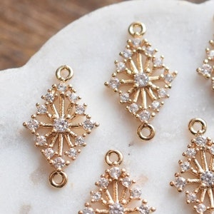 Cubic Zirconia Golden Electroplated Deco Charms 18x10mm  Handmade   Wedding Craft   Kit DIY Jewelry,