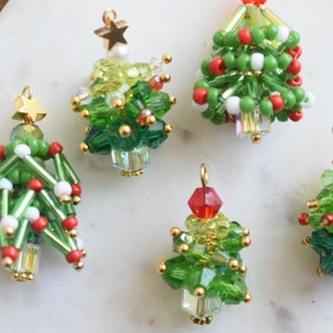 Beaded Christmas Tree Charm Earrings: Handmade Holiday Jewelry