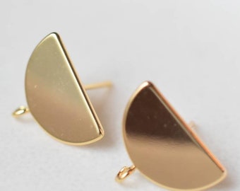Half Circle Geometric Earrings, Real Gold & Platinum Plated, Nickel Free Handmade Jewelry Gift
