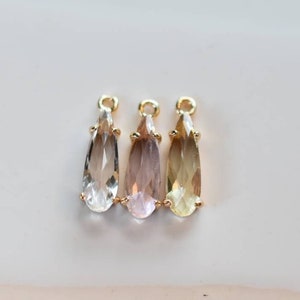 2 Tiny Glass Teardrop Pendant Charms  jewelry supplies handmade jewelry craft supplies earring supplies supply heap bridal earrings
