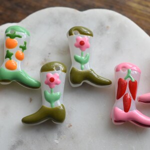 Polymer Clay Cowboy Boot Beads Enamel Painted Garden Charms for Jewelry Making
