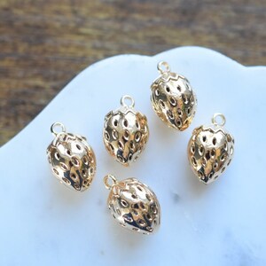 Brass 18k Gold Plated Summer Spring Fruit Strawberry   Charm PendantJewelry,