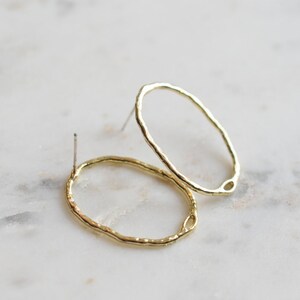 Textured Oval Earrings: Gold Plated Studs (Sterling Silver Posts)