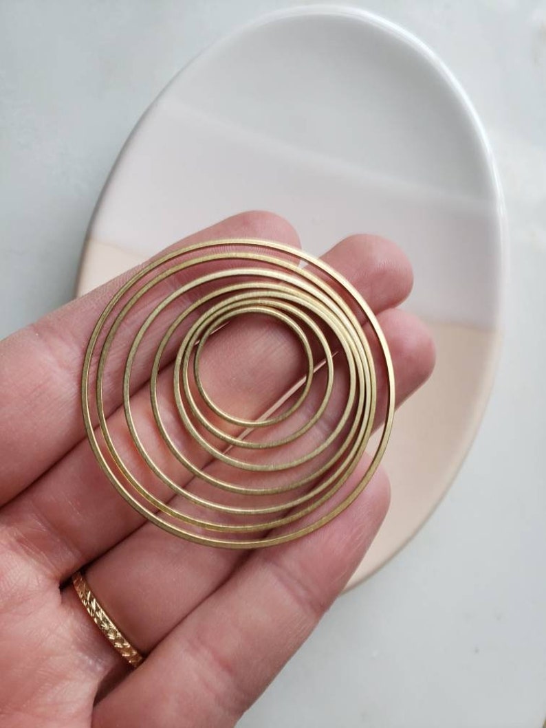 6 Raw Brass Circle Ring Link Charm Pendant Nickel Free
