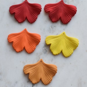 CLOSEOUT 5 PAIRS Red Orange Tones Ginkgo Leaf Handmade  Earring  Craft  Matte Floral Charm Acrylic  Acrylic Charm Jewelry,