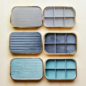 Velvet Jewelry Tray: Grey, Green, Cream Ring/Necklace Display