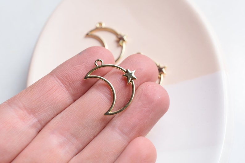 412 Pieces Gold Star Moon Charm Connector 42x33mm