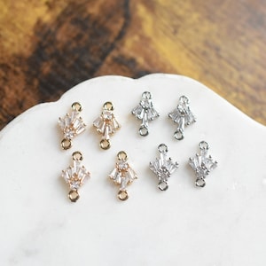 2 Gold Plated Deco Connector Cubic Zirconia Sparkle Charms  jewelry supplies handmade jewelry craft supplies earring supplies