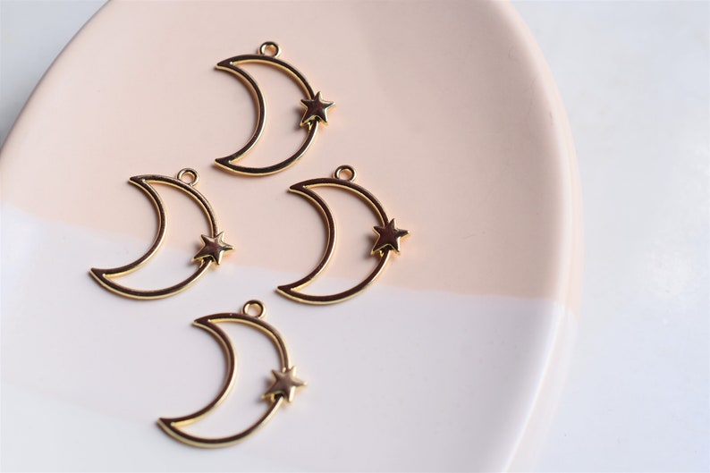 412 Pieces Gold Star Moon Charm Connector 42x33mm