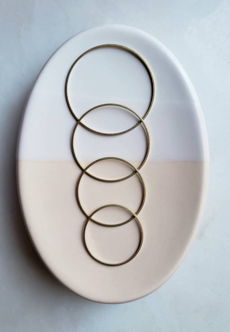6 Raw Brass Circle Ring Link Charm Pendant Nickel Free