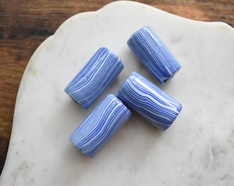 4pc XL Glass Beads Tube Large Hole: Jewelry Making Supplies