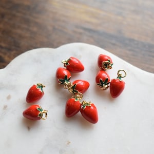 Enamel Fruit Brass Strawberry 18k Gold Plated Connector Supply Jewelry Supplies Spring Summer