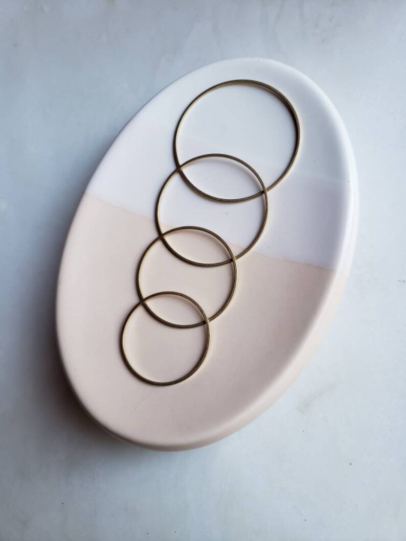 6 Raw Brass Circle Ring Link Charm Pendant Nickel Free