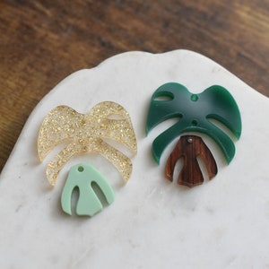Laser Cut Monstera Earrings Tropical Earrings Handmade    Monstera Charm Monstera Leaf Handmade Earrings Custom