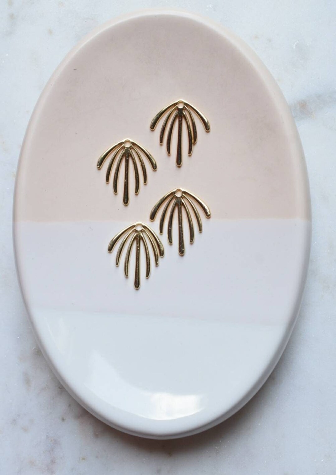 Gold Plated Deco Fan Leaf Charm Pendant Cadmium Lead Free Jewelry