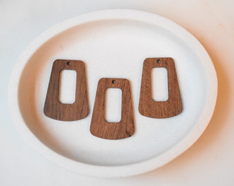 Wide Trapezoid Wood Charm Connector Earring   handmade  craft  earring Jewelry,