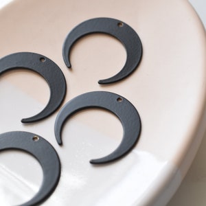 Matte Black Crescent Moon Charm Pendant 30mm Nickel Free Jewelry Supplies Handmade Jewelry Raw Brass Craft Supplies