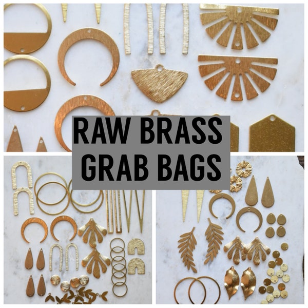 Grab Bag Pairs Raw Brass Random SelectionJewelry Supplies Handmade Jewelry Boho Wedding Craft Supplies Jewelry Kit DIY Jewelry