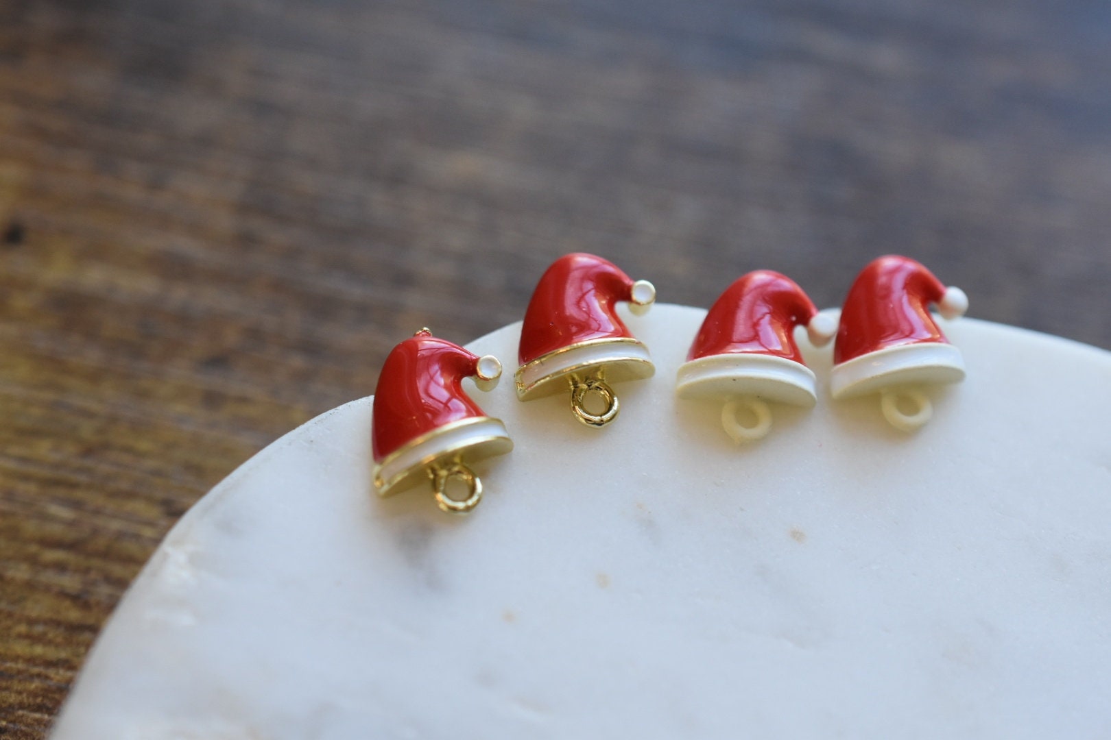 2/6 Piece Santa Hat Earring Post, Christmas Charms for Jewelry Making,  Earring Posts With Loop, Earring Studs Gold 294 