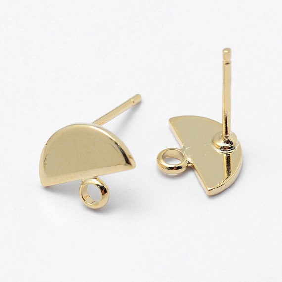 Mini Half Circle Geometric Real Gold Plated Earrings Jewelry