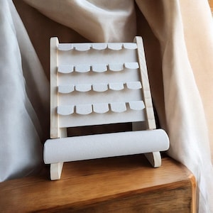 Wood Jewelry Display: Microfiber Earring & Necklace Organizer