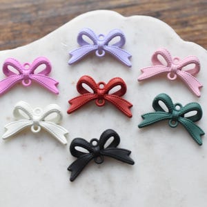 Big Colorful Bow Connector Charm: Holiday Jewelry Pendant (25x16mm)