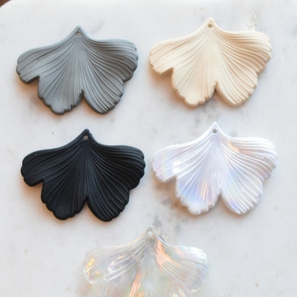 Black White Neutral Jewelry Earrings Supplies Matte Floral Charm Acrylic Jewelry Handmade Jewelry Neutral Earrings Leaf Earring Charm