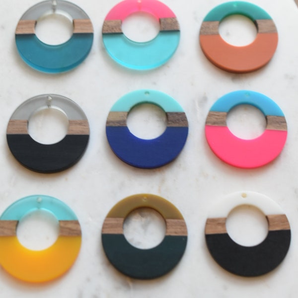 2 Pieces Wood Acrylic Charm Connector Earring 38mm Jewelry Supplies Resin Earrings Wood Earrings Handmade Jewelry Resin Supplies