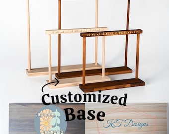 Customized Business Name Wood Jewelry Display Stand: Earring Necklace Organizer