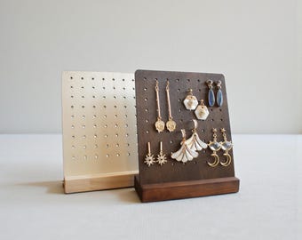 Wood Earring Stud Display Stand | Minimalist Market Jewelry Organizer for Craft Shows
