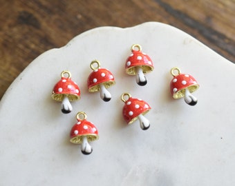 Mushroom Charm Mushroom Pendant Enamel Charm Jewelry Supplies Handmade Jewelry Craft Supplies Earring Supplies