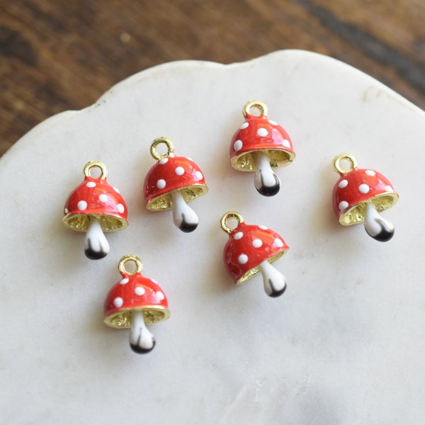 Mushroom Charm Mushroom Pendant Enamel Charm Jewelry Supplies Handmade Jewelry Craft Supplies Earring Supplies