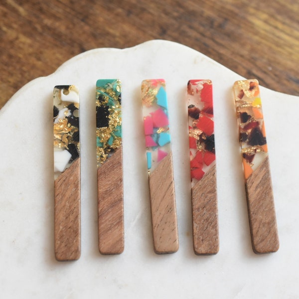 Glitter Sparkle Stick Wood Acrylic Charm Connector Earring 8x44mm Jewelry Supplies Earring Supplies Resin Earrings Craft Supplies