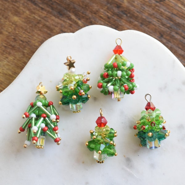 Christmas Jewelry Christmas Tree Charm Beaded Jewelry Handmade Jewelry Craft Supplies Christmas Gift Holiday Earrings Holiday Jewelry