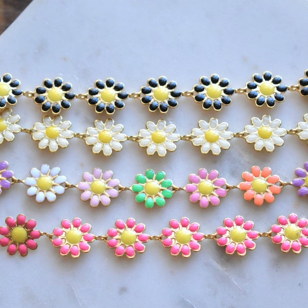 Stainless Steel Enamel Daisy Chain Jewelry Supplies Necklace Spring Flower jewelry supplies handmade jewelry craft supplies earring