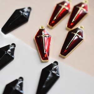 Enamel Coffin Alloy Charm Pendant  Vampire    handmade  craft  earring Jewelry,