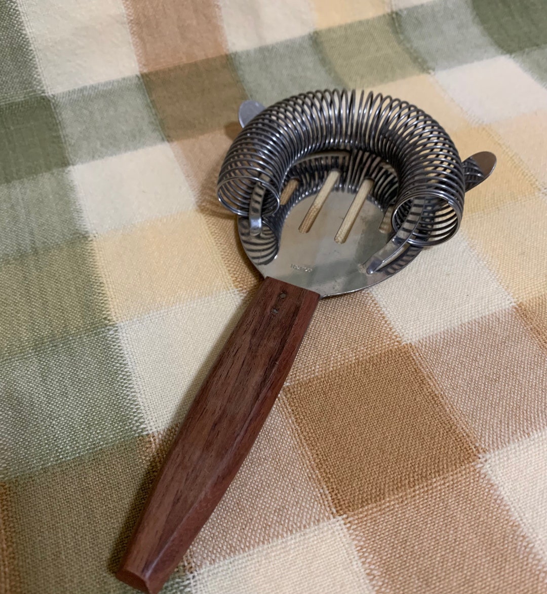 Vintage Nevco Cocktail Strainer Japan Ice Strainer Japan Stainless Wood