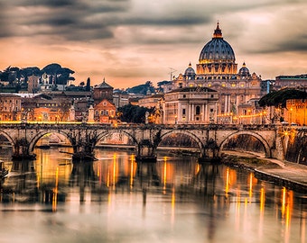 Italy - Rome - San Angelo Bridge and Saint Peters basilica - SKU 0055