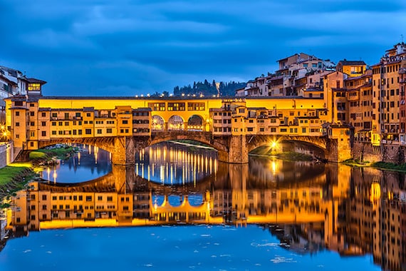 イタリア - フィレンツェ - 夜のヴェッキオ橋 - SKU 0106 - Etsy 日本