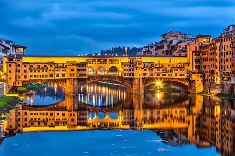 Italy Florence Ponte Vecchio at night SKU 0106 image 1