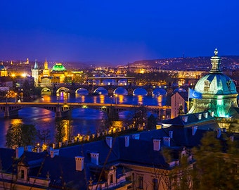 Czech Republic - Prague - bridges at night - SKU 0007