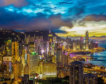 China - Hong Kong - Sunset skyline from braemar hill - SKU 0070