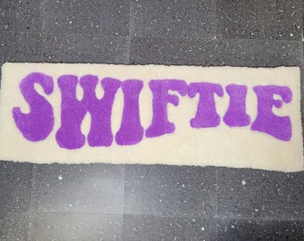 Swiftie white and lavender haze Taylor fan hand tufted decorative rug