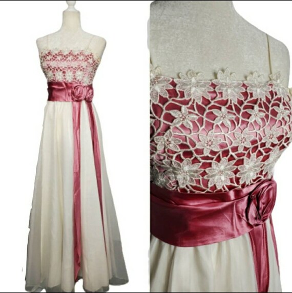 VINTAGE floral crochet prom wedding gown dress