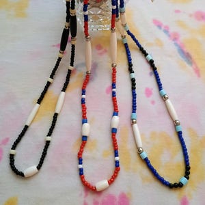 Buffalo bones and glass beads necklaces, Bones necklaces with leather strings, Beaded necklaces, Native necklace, Native jewelry