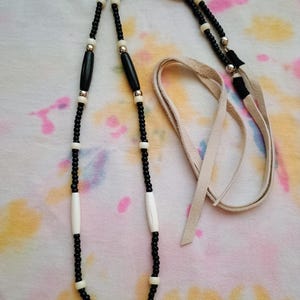 Buffalo bones and glass beads necklaces, Bones necklaces with leather strings, Beaded necklaces, Native necklace, Native jewelry image 4